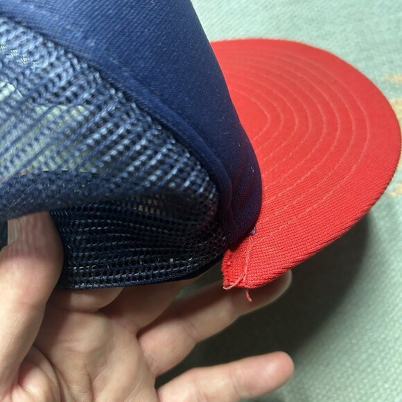 Vintage 80s trucker hat mesh cap Cleveland Indians plain logo MLB baseball - Picture 4 of 8